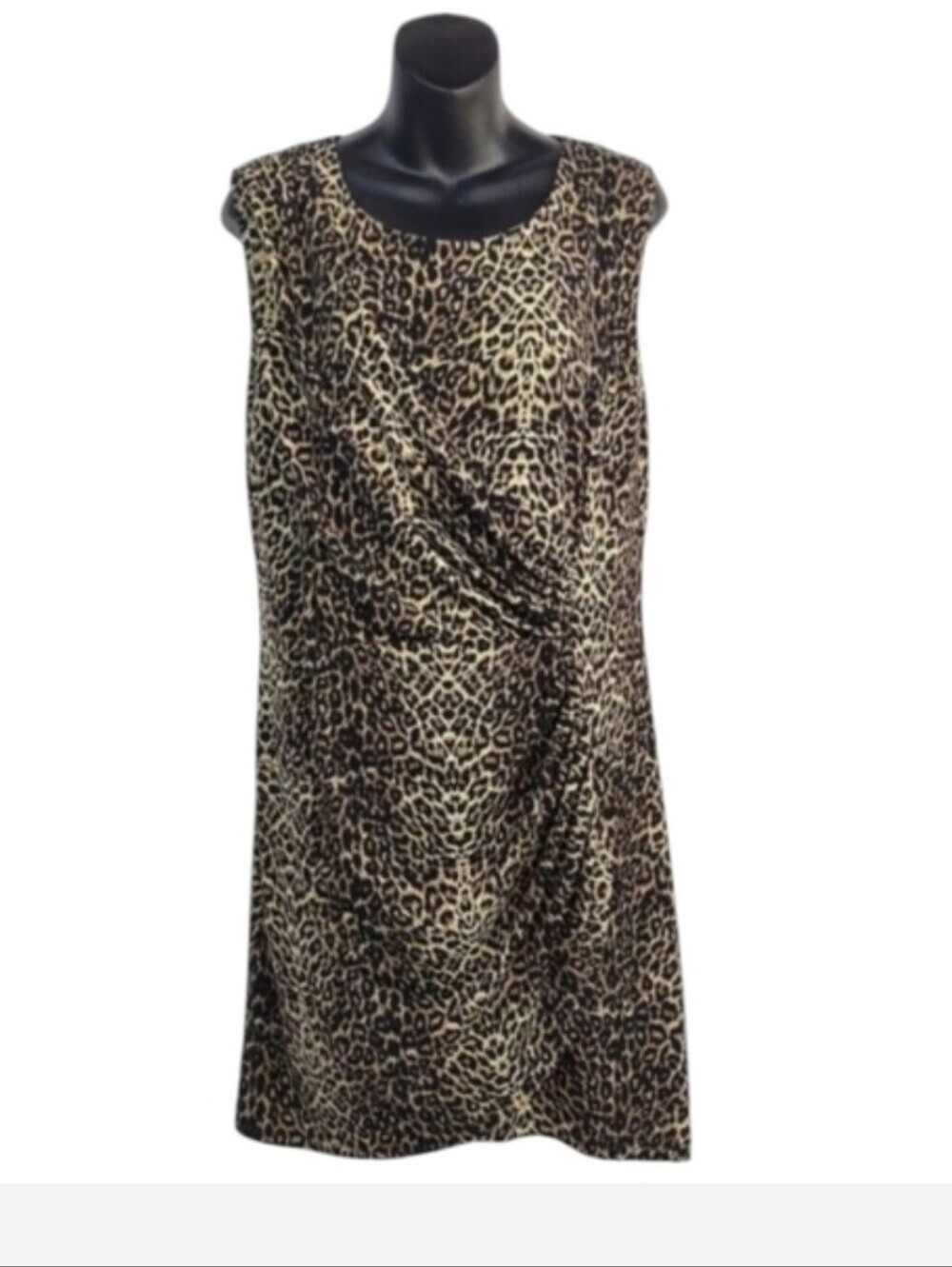 Mary Kay Leopard Print Dress L Ruched Sleeveless GKdirect Animal Print Career